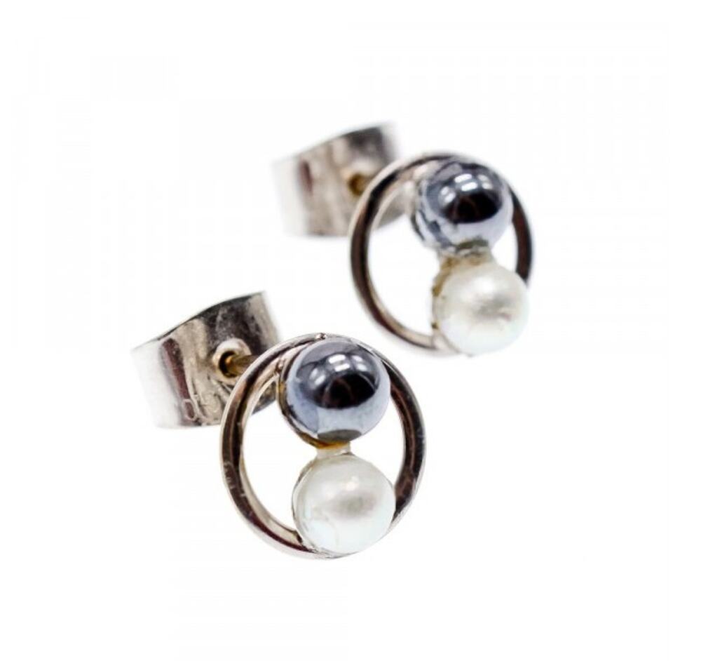 10K White Gold Pearls Earrings Italy